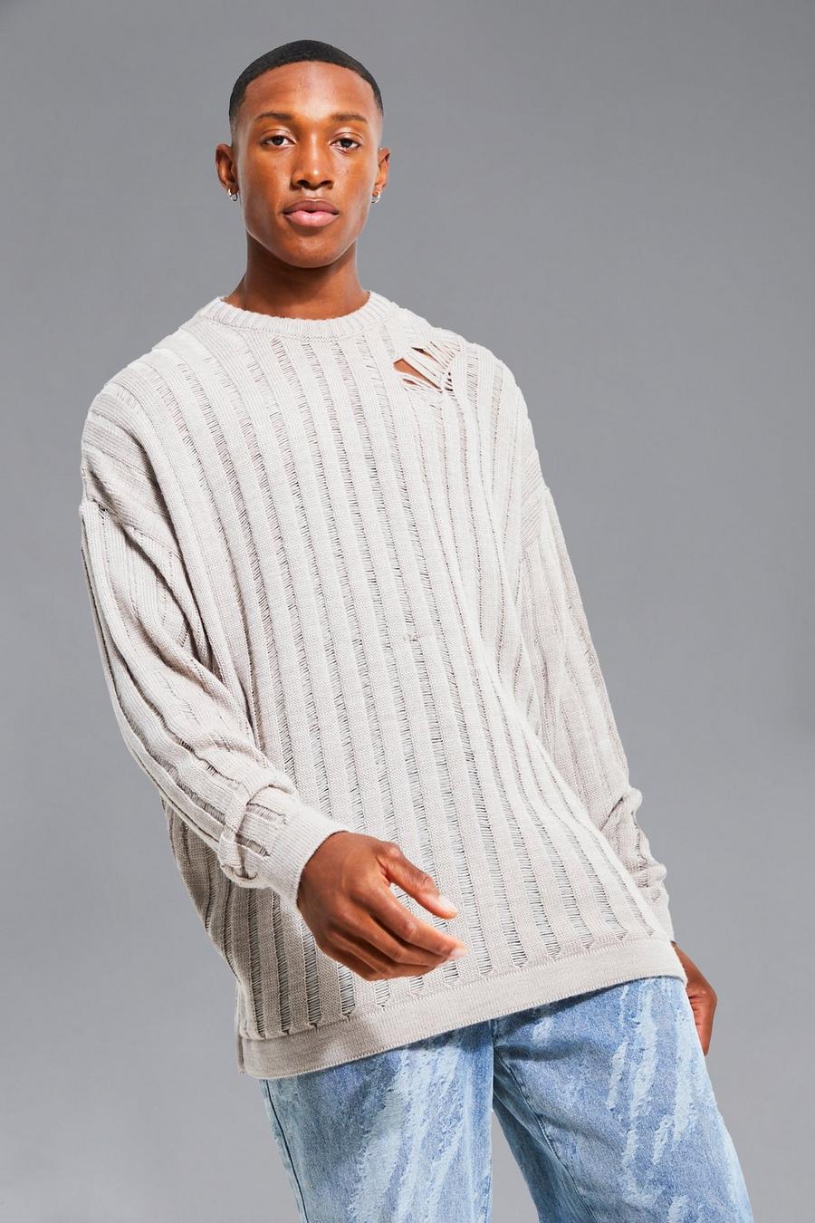 Pull oversize à coutures apparentes, Stone beige image number 1