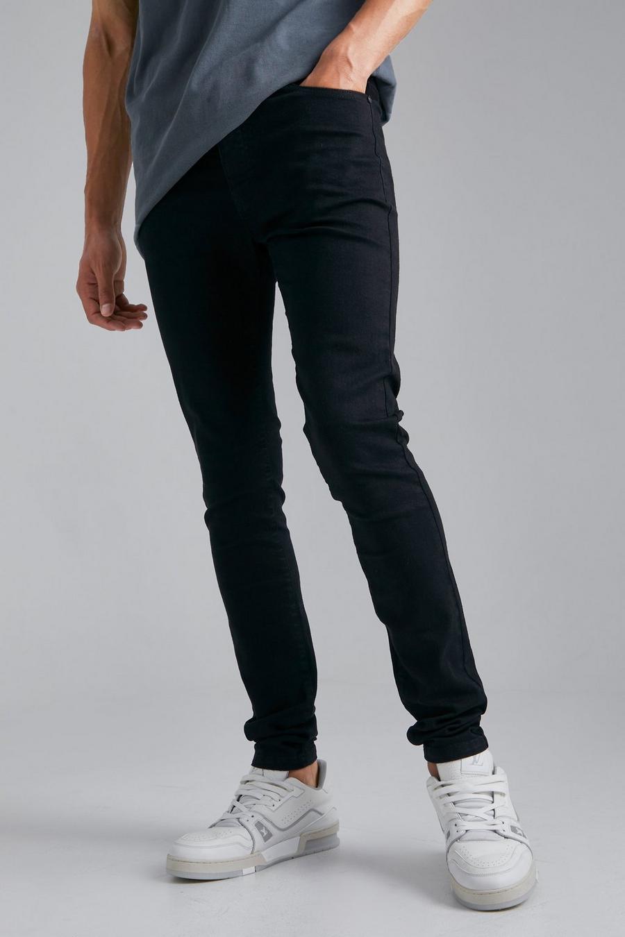 שחור אמיתי ג'ינס סקיני נמתח לגברים גבוהים