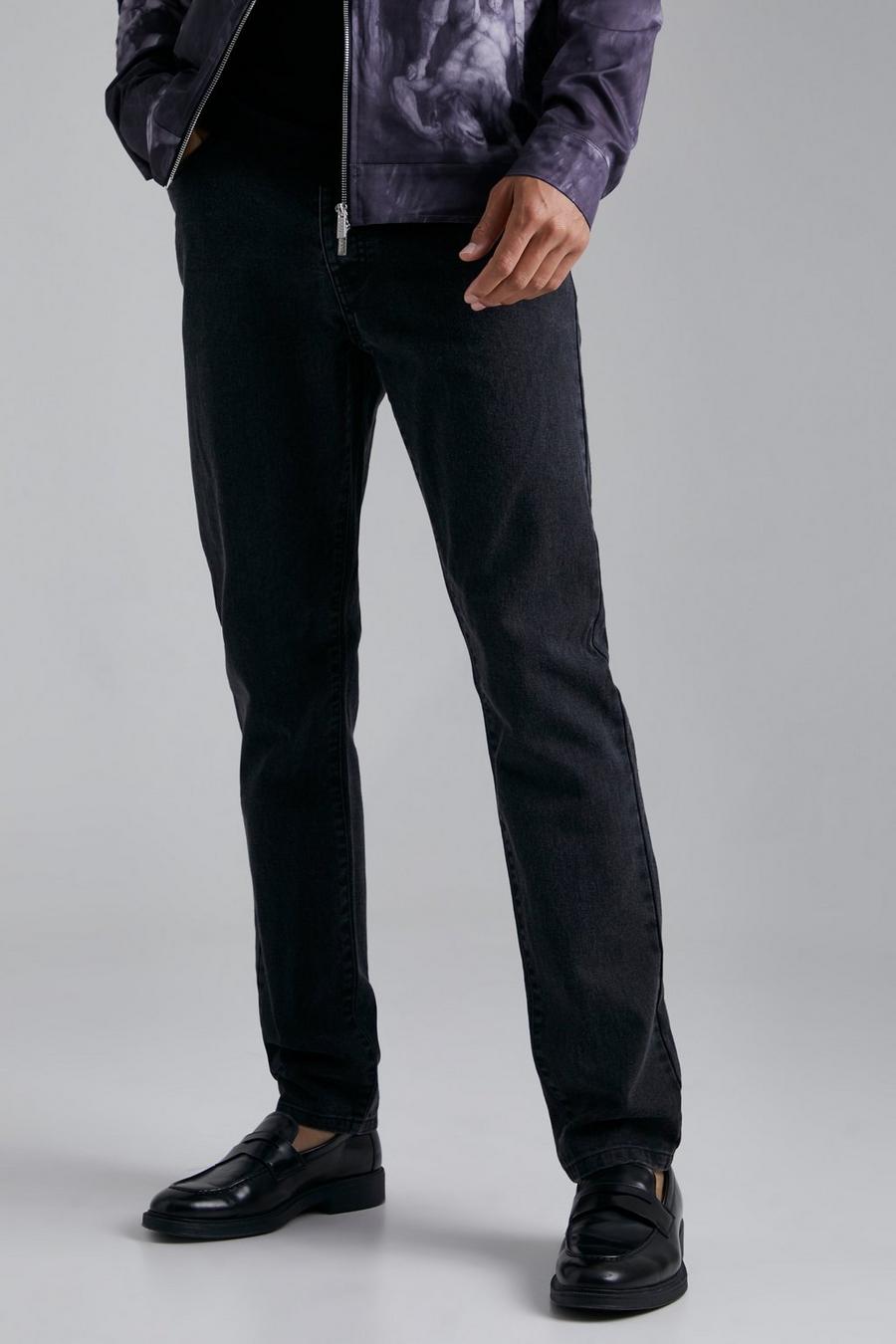 Jeans Slim Fit Tall in denim rigido, Washed black image number 1