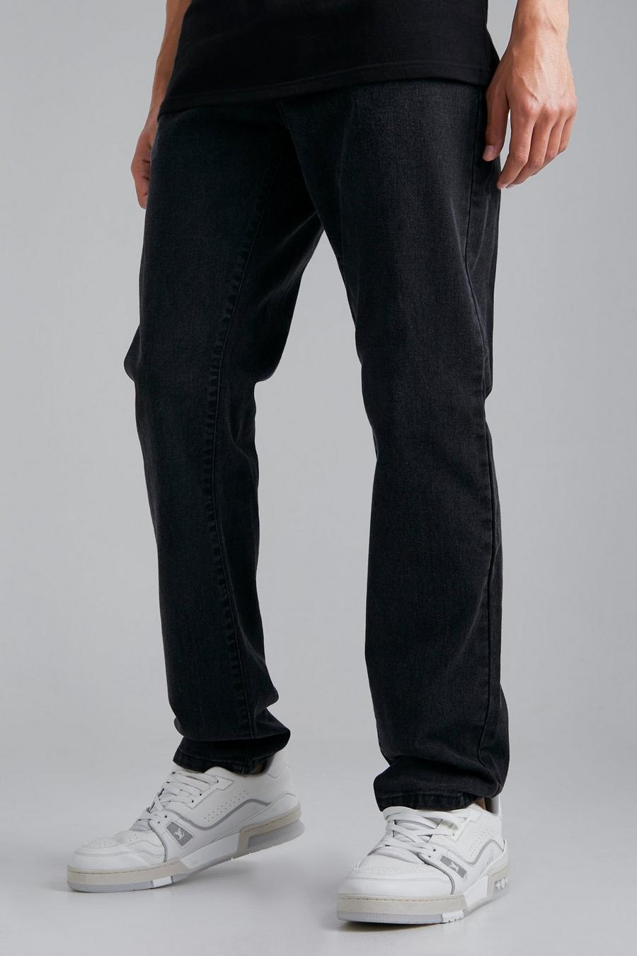 Jeans dritti Tall in denim rigido, Washed black image number 1