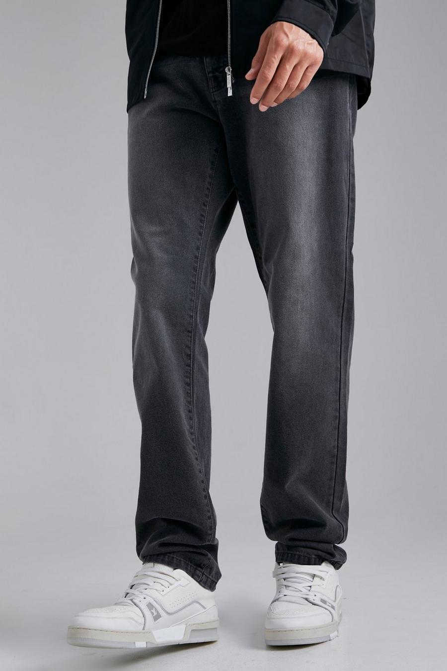 Charcoal grå Tall Straight Fit Rigid Denim Jean image number 1