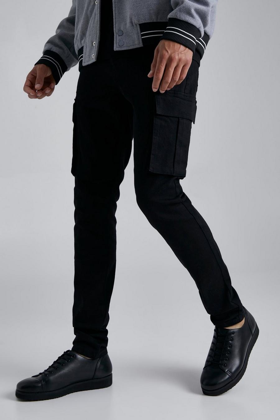 True black Tall Skinny cargo jeans med stretch