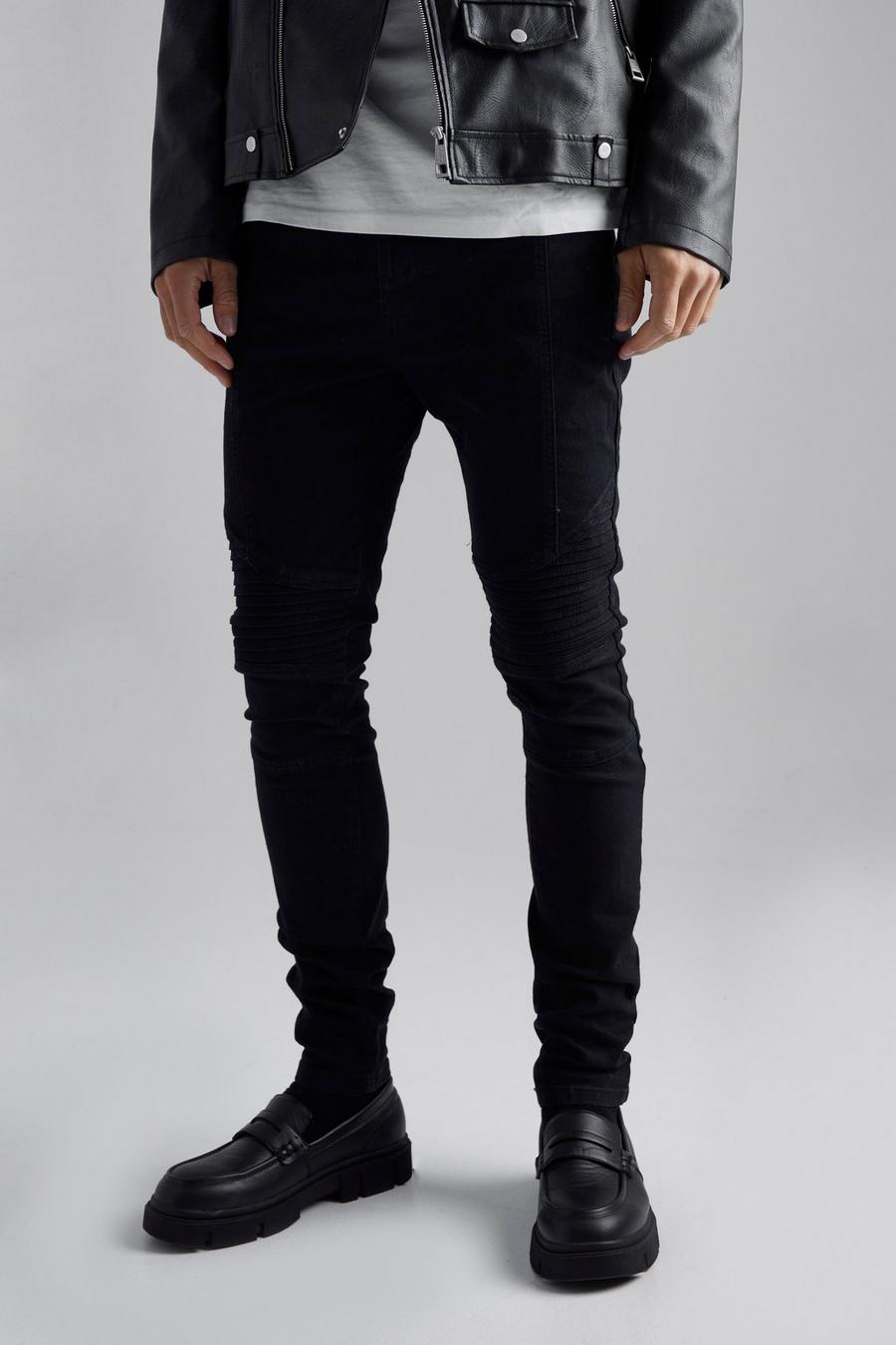 True black Tall Skinny biker jeans med stretch image number 1