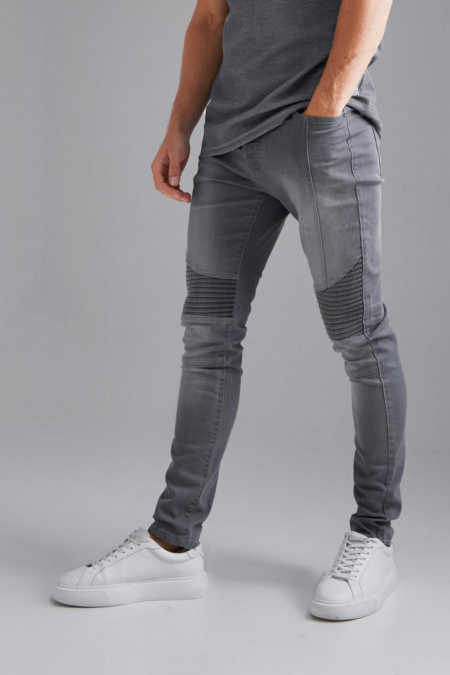 Mid grey Tall Stretch Skinny Biker Jeans image number 1