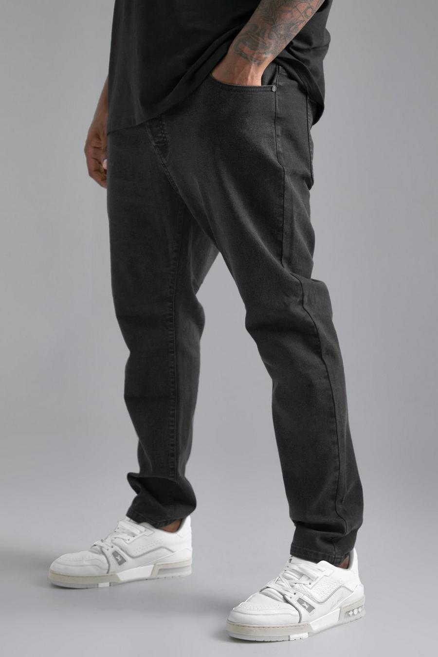 שחור דהוי ג'ינס סקיני נמתח, מידות גדולות
