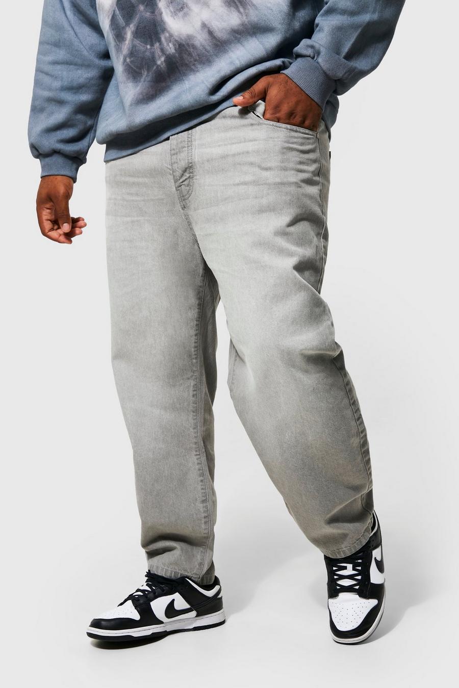 Mid grey gris Plus Tapered Fit Cropped Rigid Denim Jean