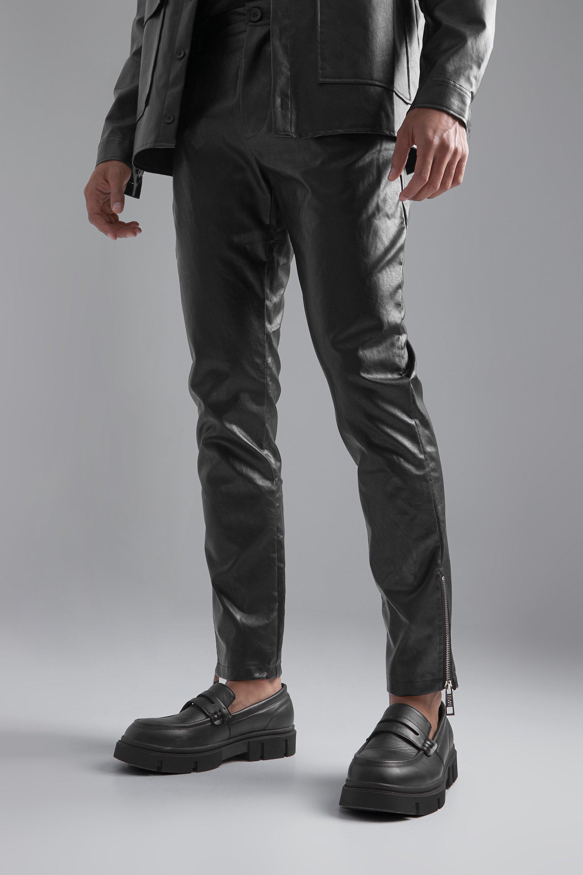 Black Slim Fit Pu Trousers