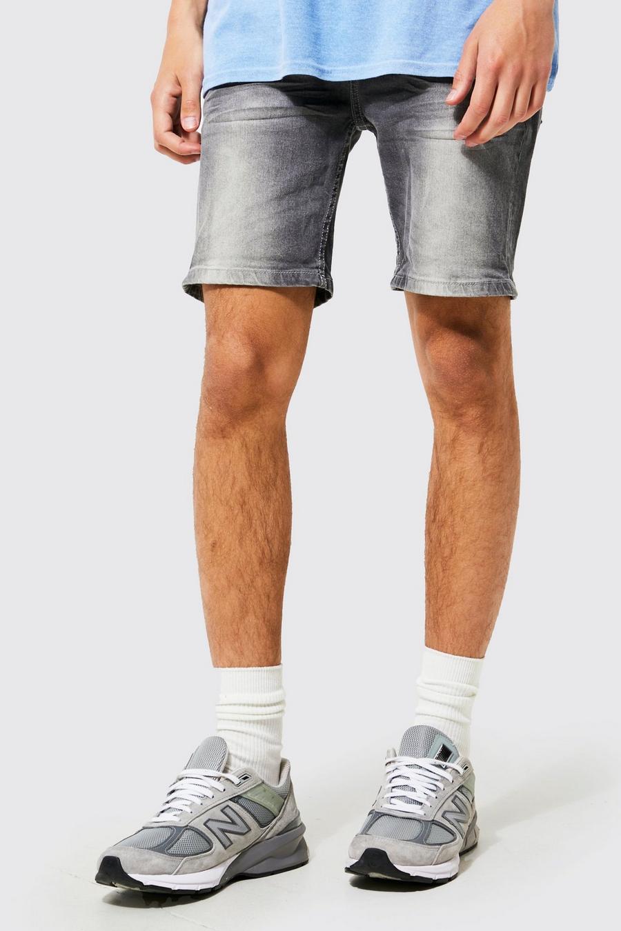 Mid grey Skinny Fit Denim Shorts image number 1
