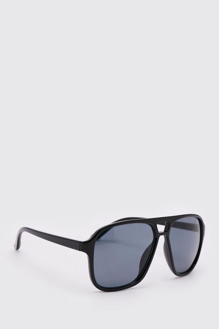 Gafas de sol de plástico estilo aviador, Black nero image number 1