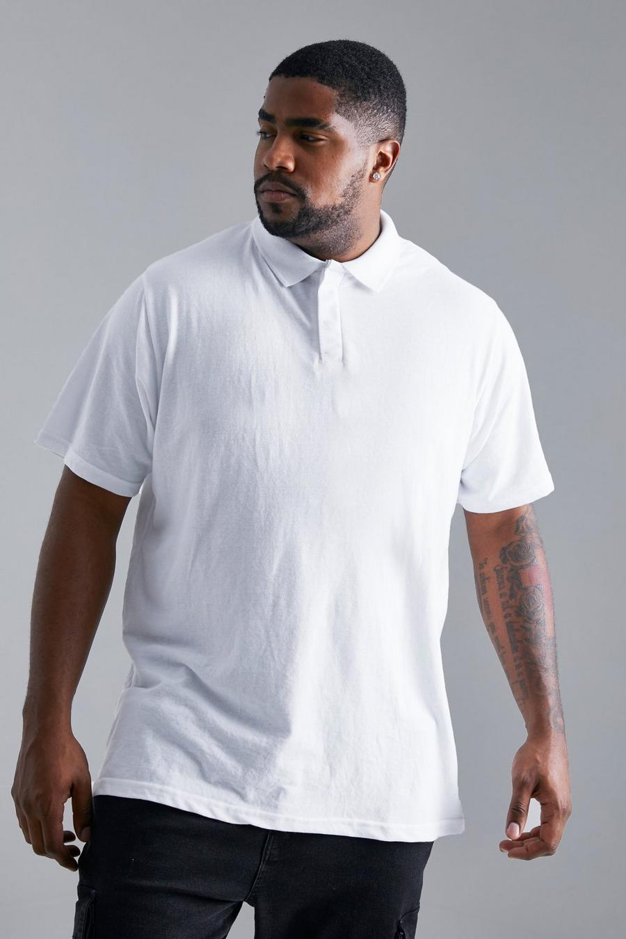 Grande taille - Polo moulant piqué, White image number 1