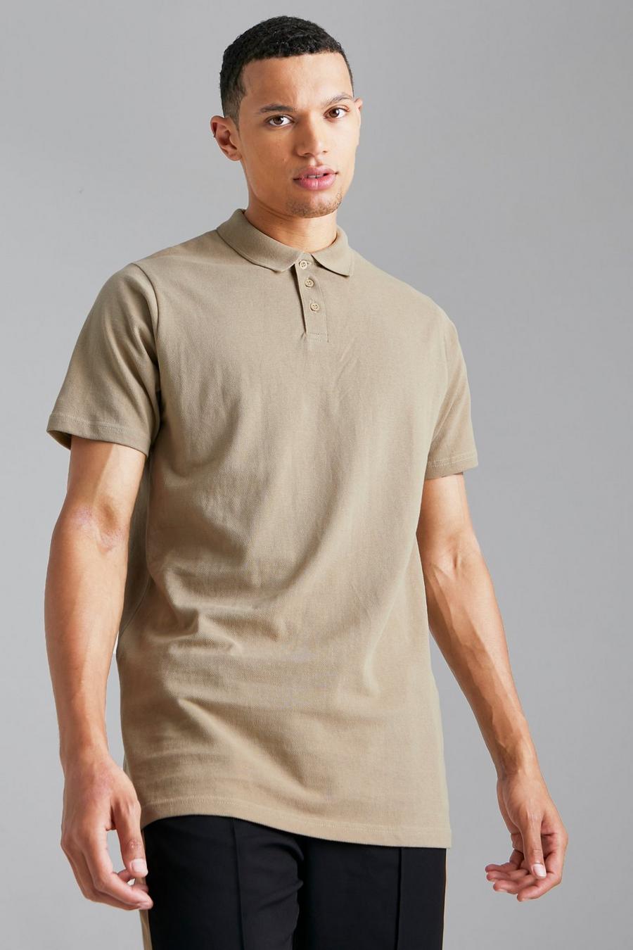 Sand beige Tall Slim Fit Short Sleeve Pique Polo image number 1