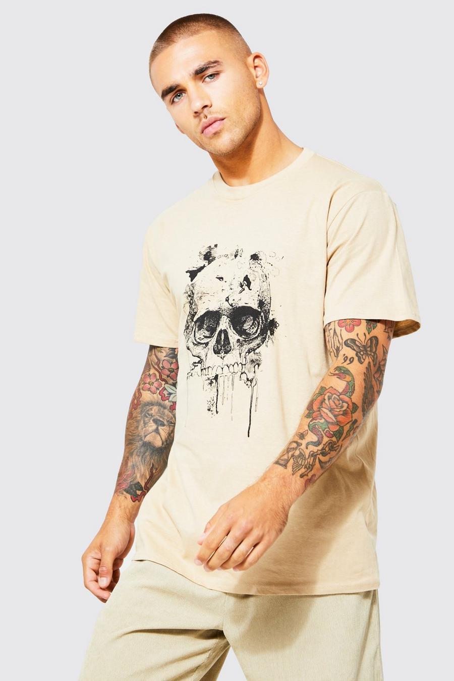 Sand beige Painted Skull T-shirt image number 1