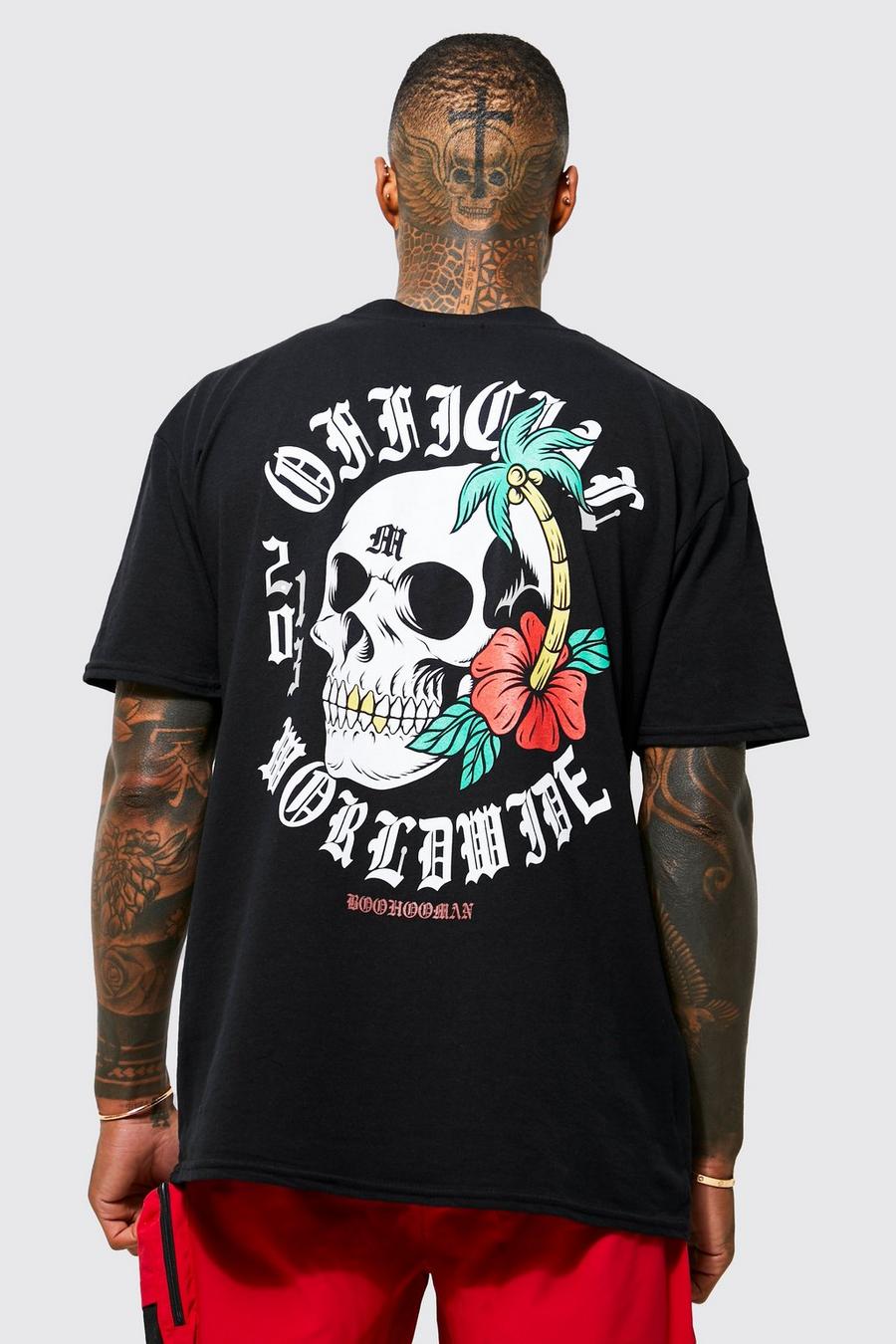 Oversized Extended Neck Skull Graphic T-shirt | boohoo