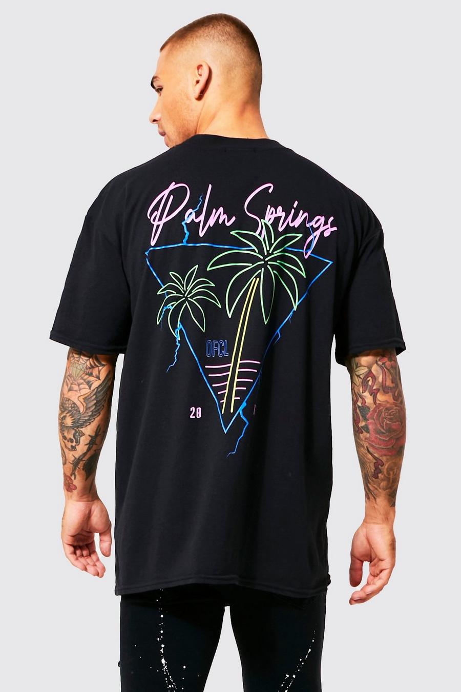Men's Oversized Extended Neck Palm Springs T-shirt | Boohoo UK