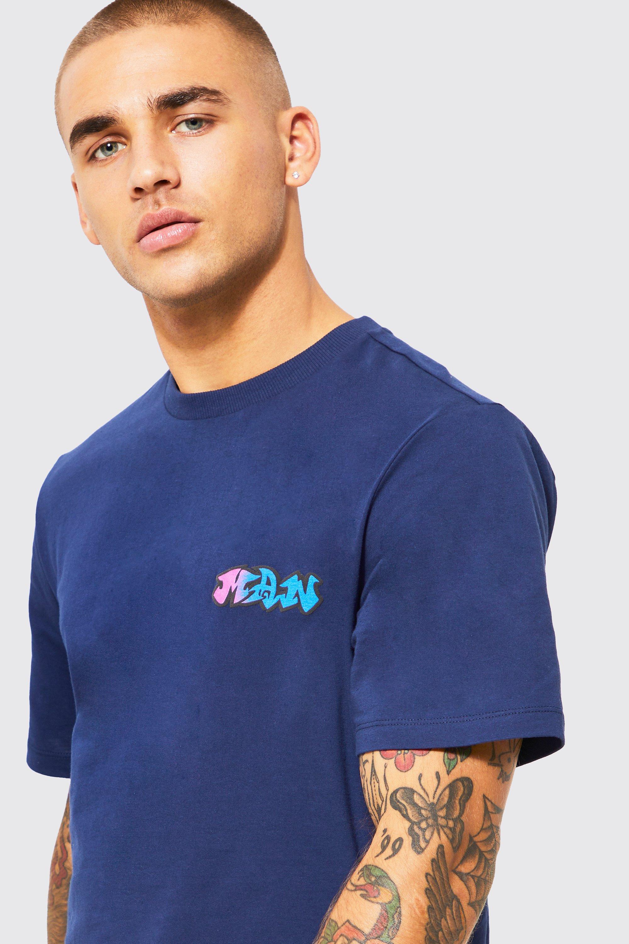 zondaar Knipperen Paleis Man Gradient T-Shirt Met Print En Patches | boohoo