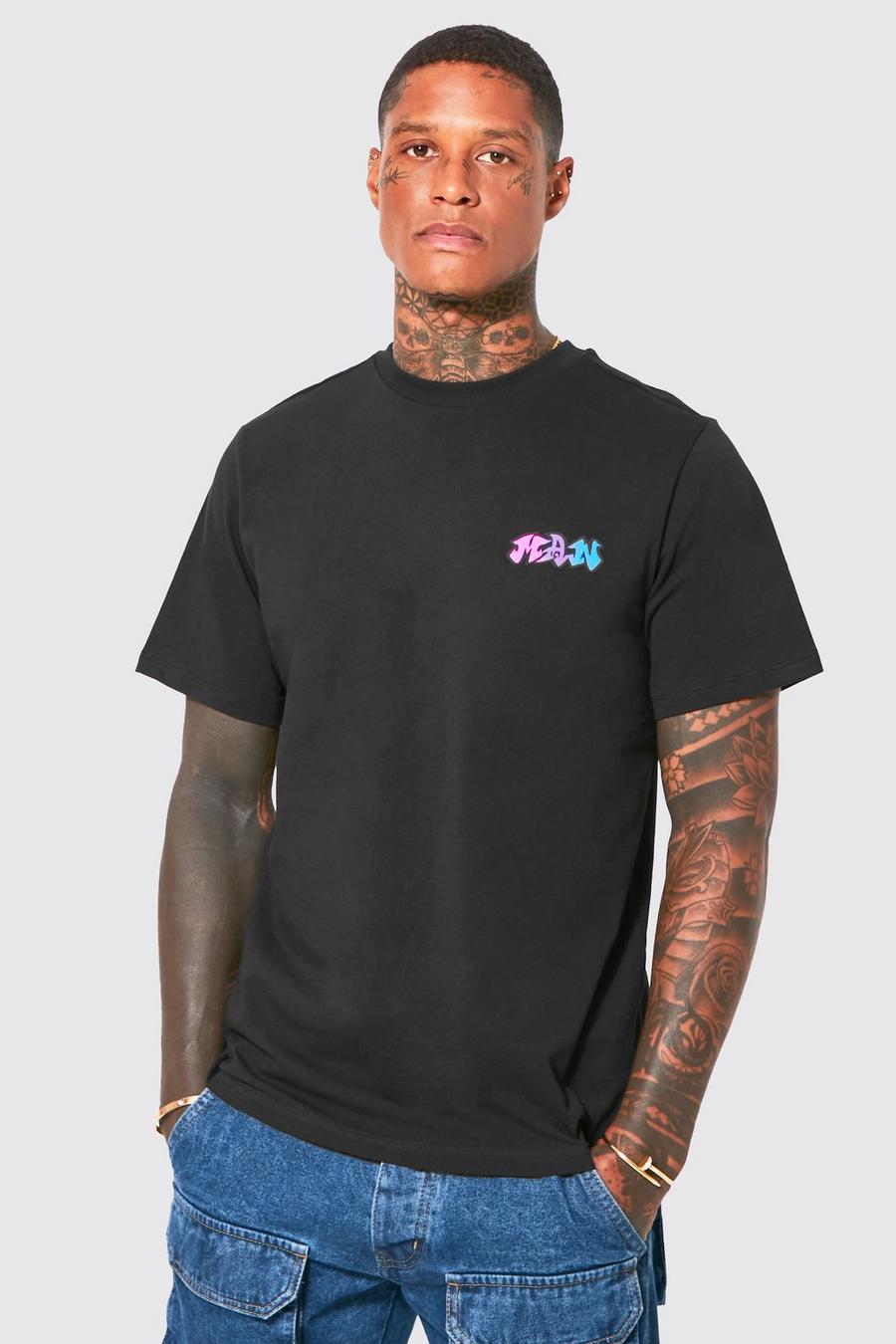 Black Man Gradient Patch Graphic T Shirt image number 1