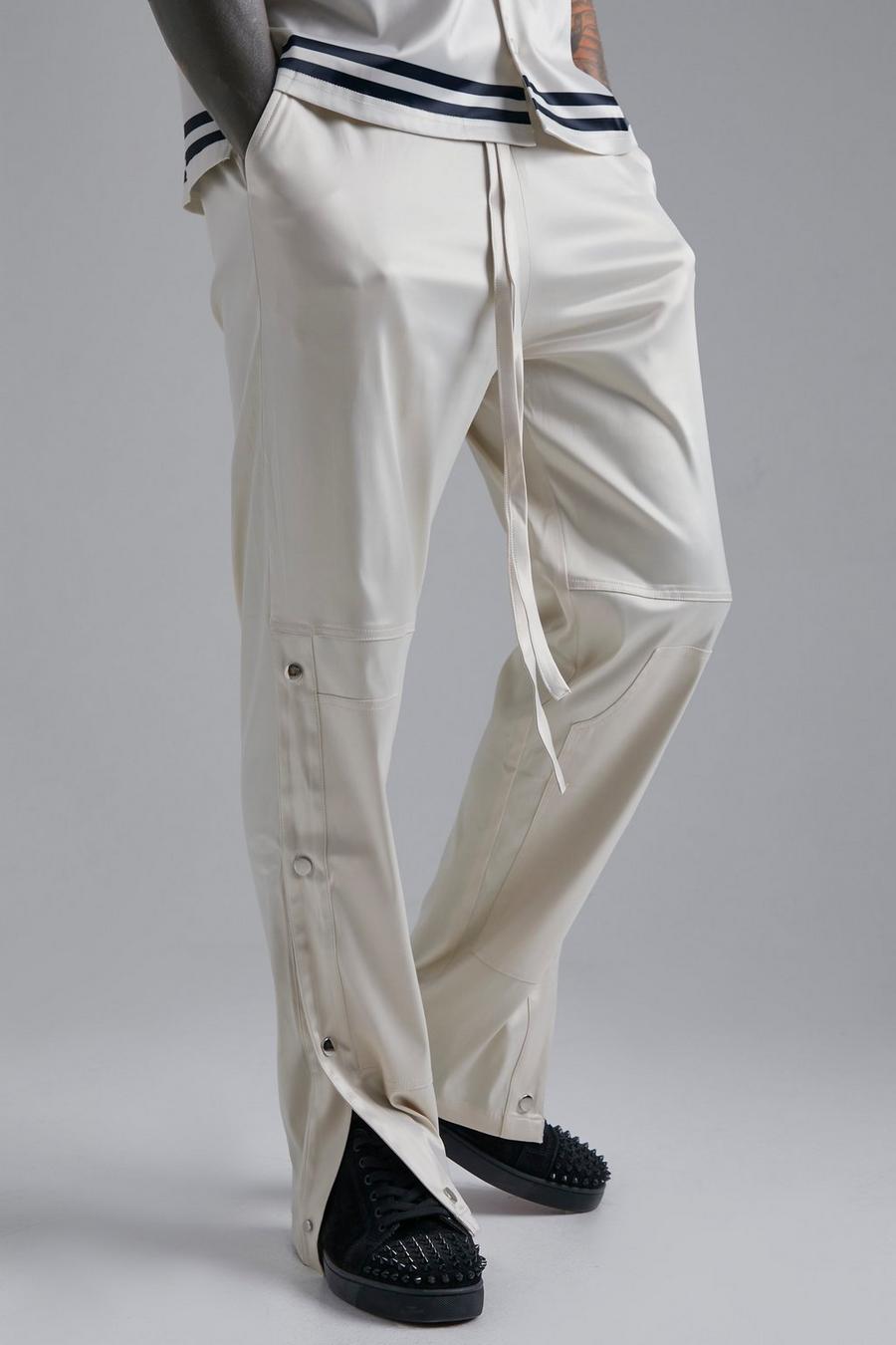 Ecru Elastic Waist Relaxed Satin Utility Trouser image number 1