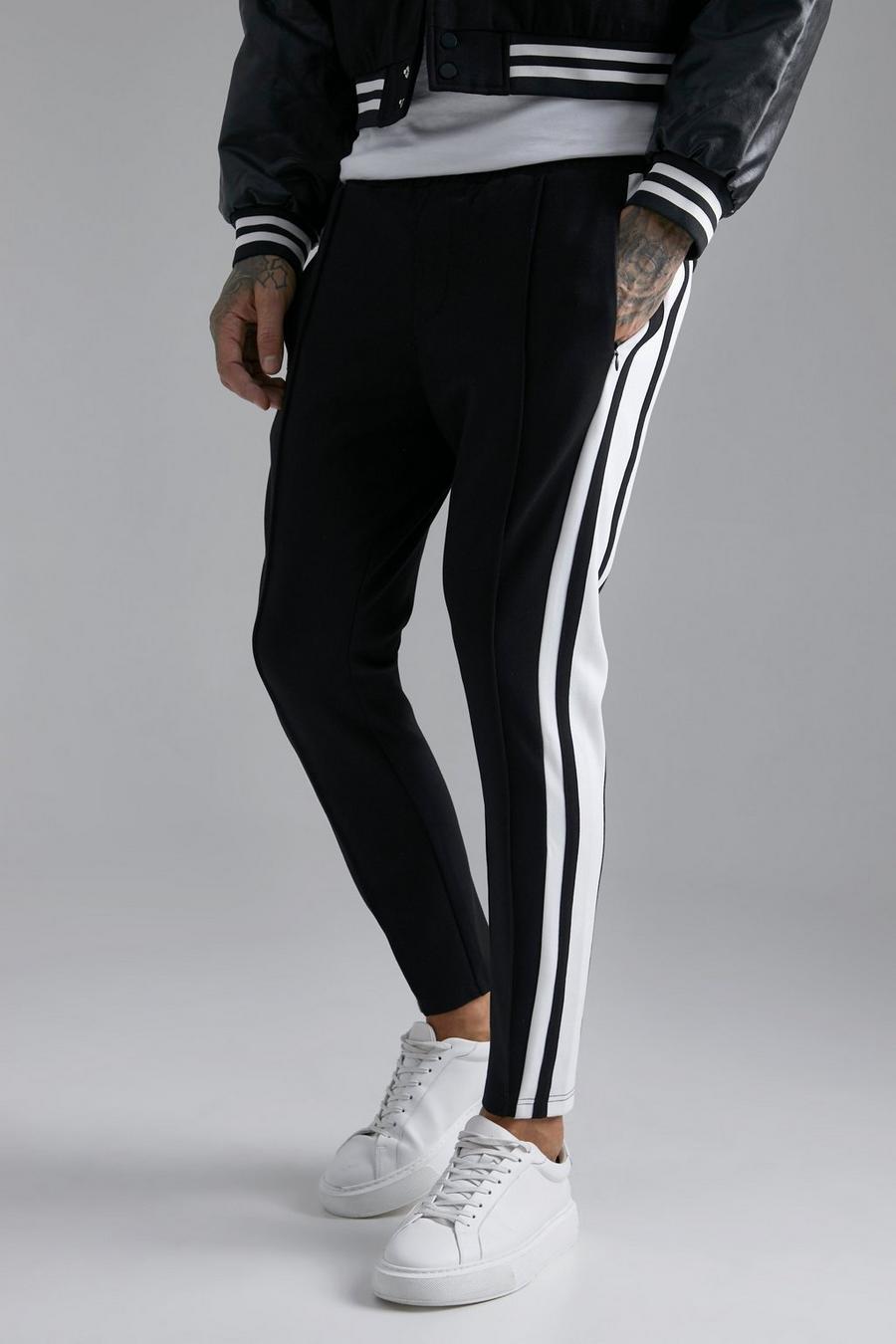 Black Slim Fit Luxe Panelled Joggers image number 1