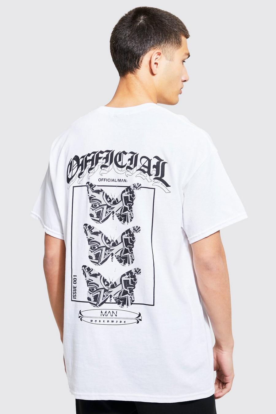 White Official T-shirt med fjärilar image number 1
