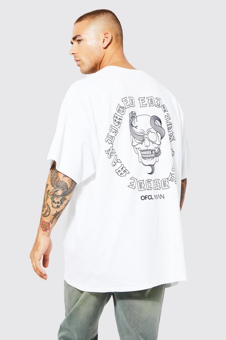 White Oversized Skull Graphic T-shirt