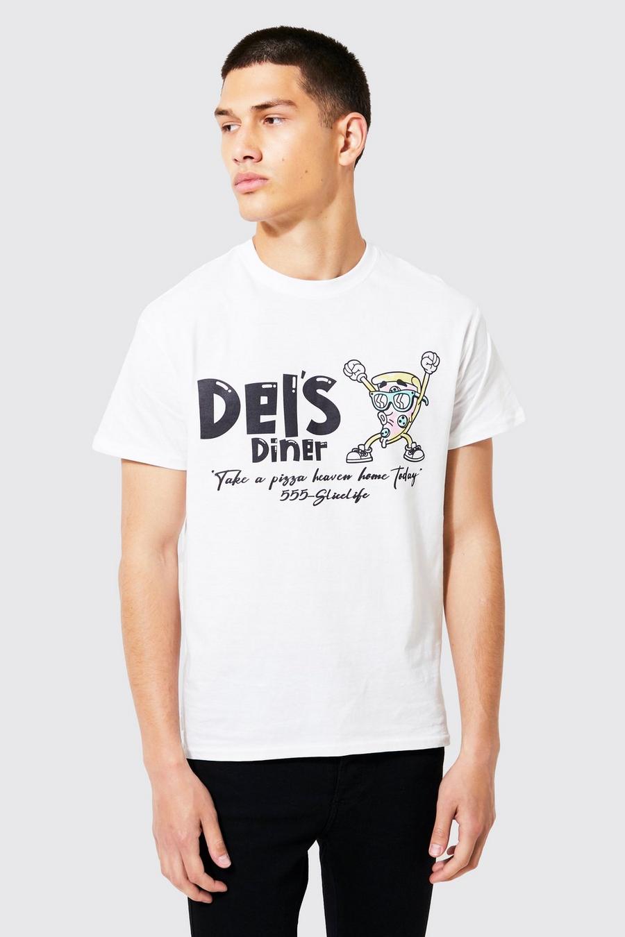Camiseta con estampado gráfico de Diner, White bianco