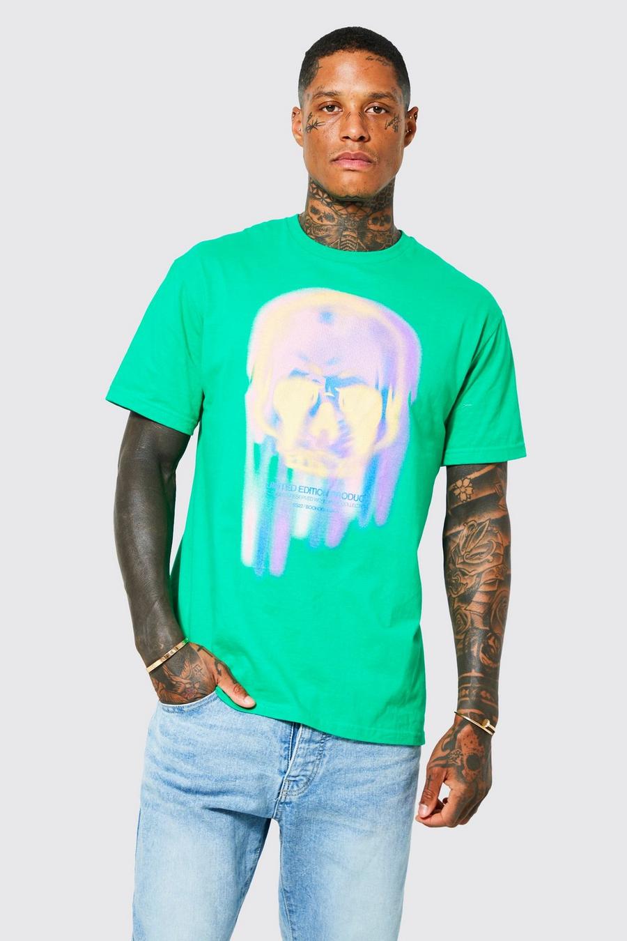 Green Heat Sensor Skull Graphic T-shirt image number 1