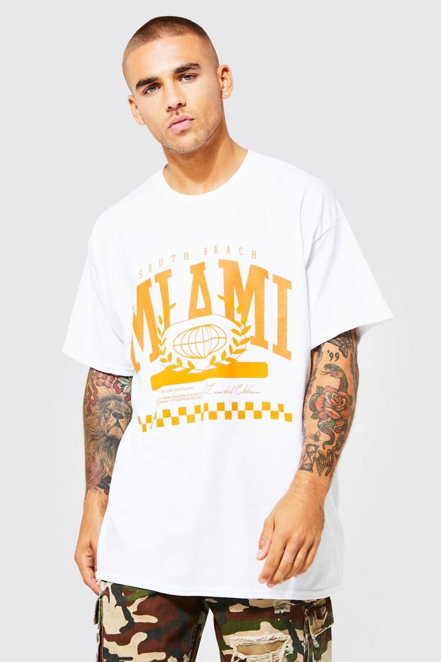 White Oversized Miami Text T-shirt image number 1
