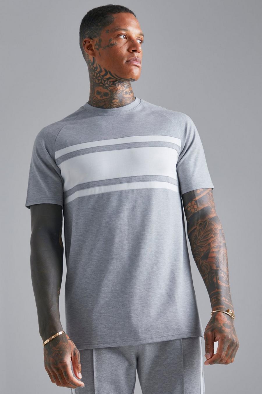 Grey Slim Fit Luxe Panelled T-shirt image number 1