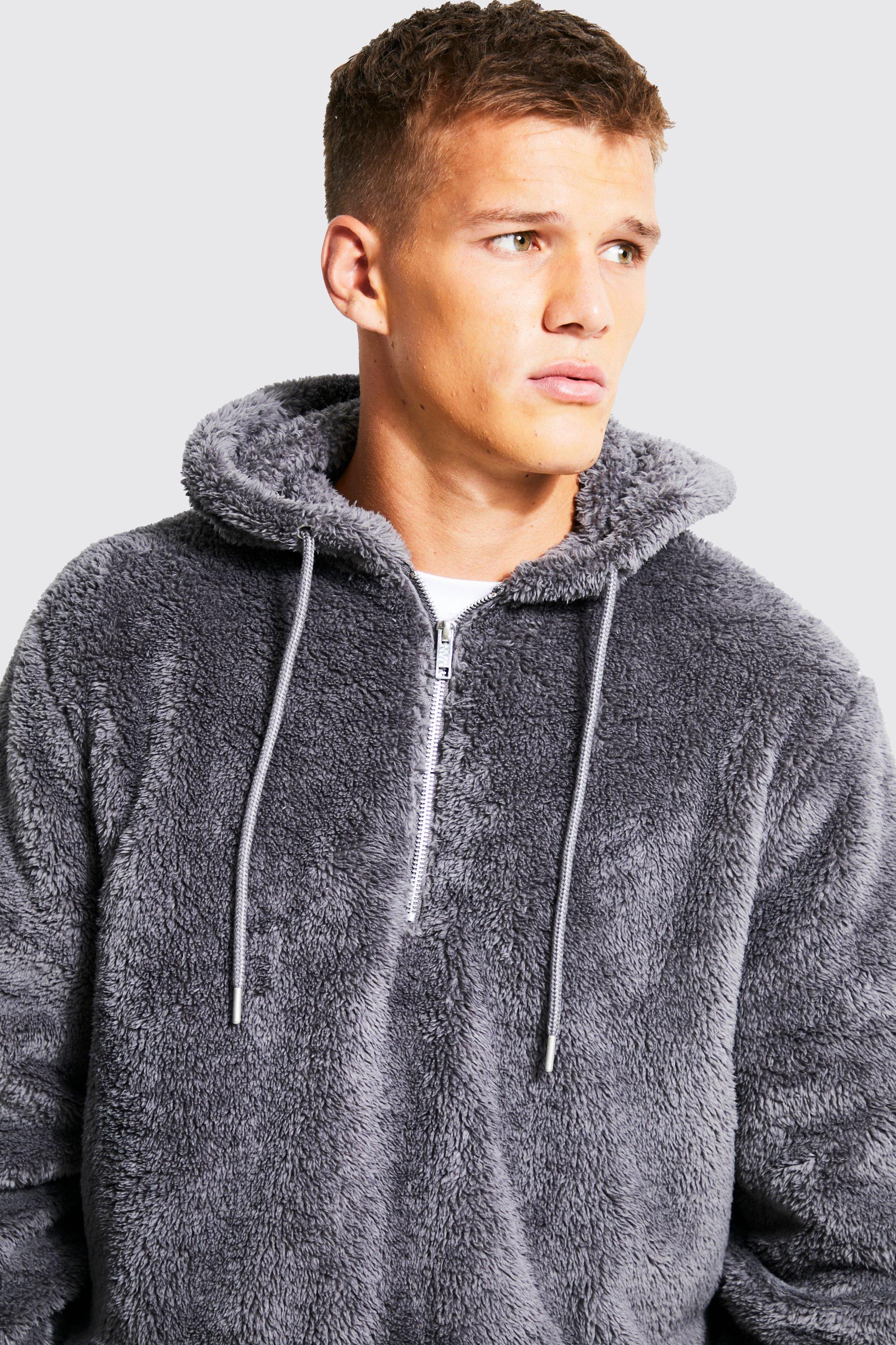 Half zip fluffy shop hoodie