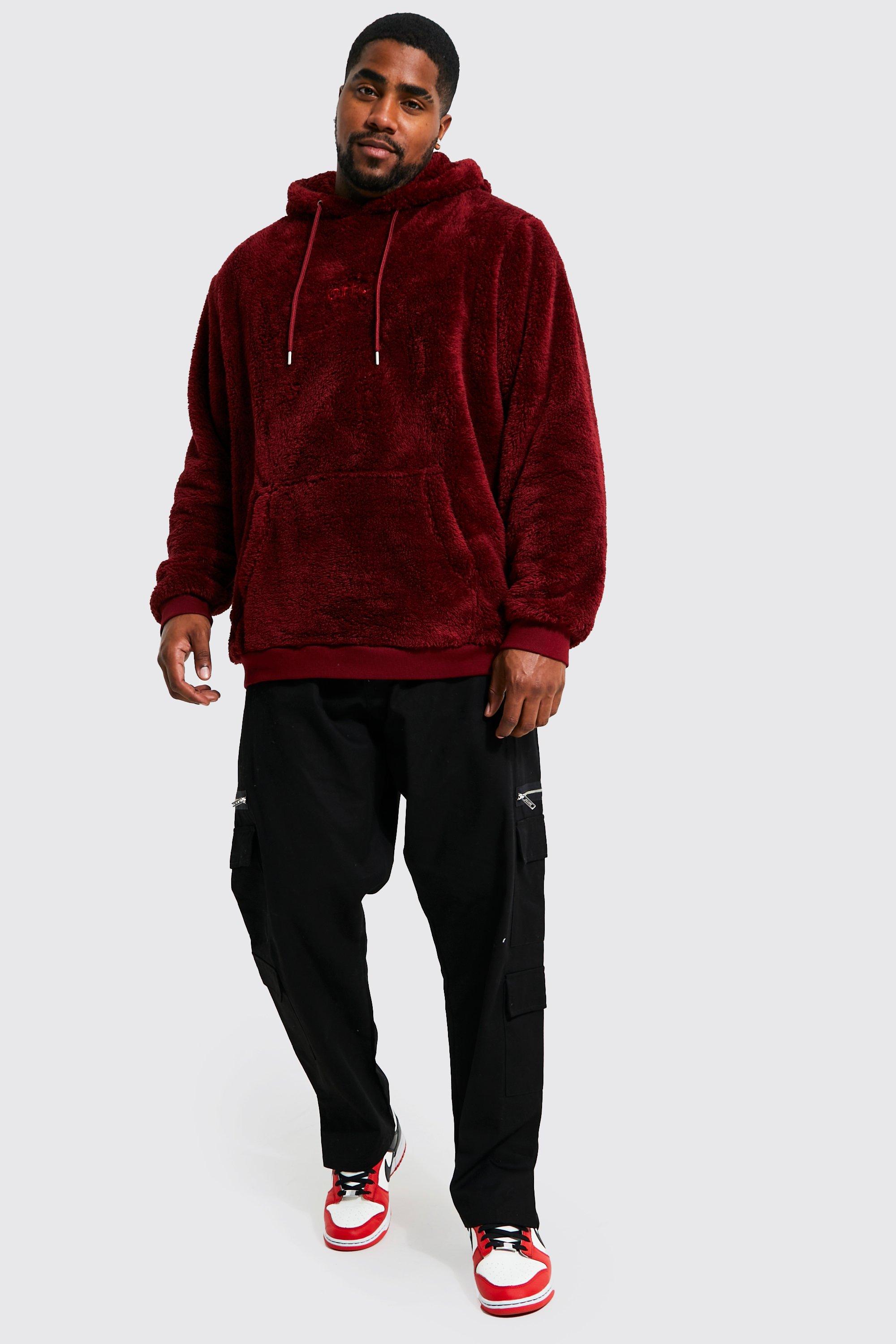 Burgundy velour 2024 hoodie mens