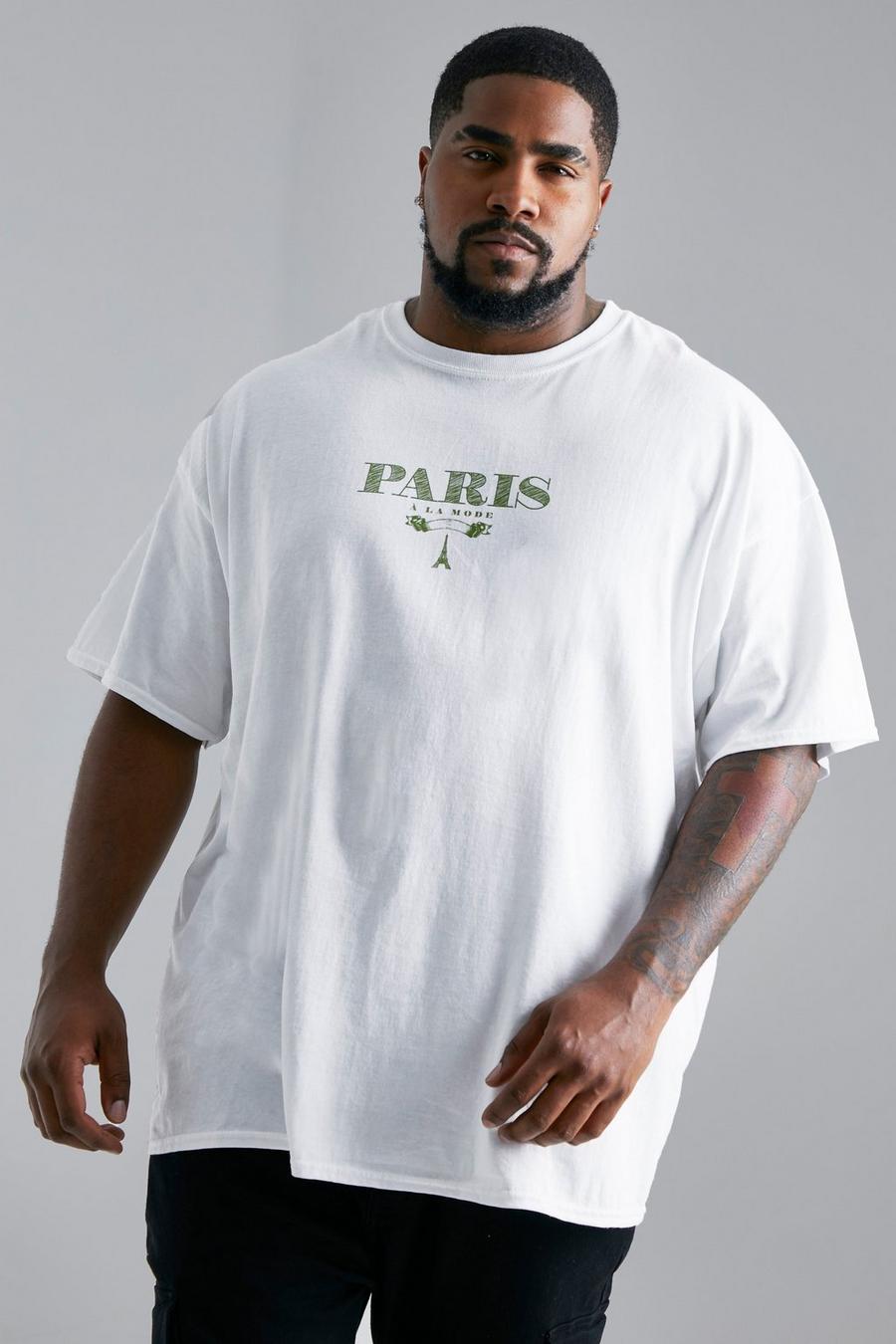 T-shirt Plus Size con stampa Paris e ghirigori, White image number 1