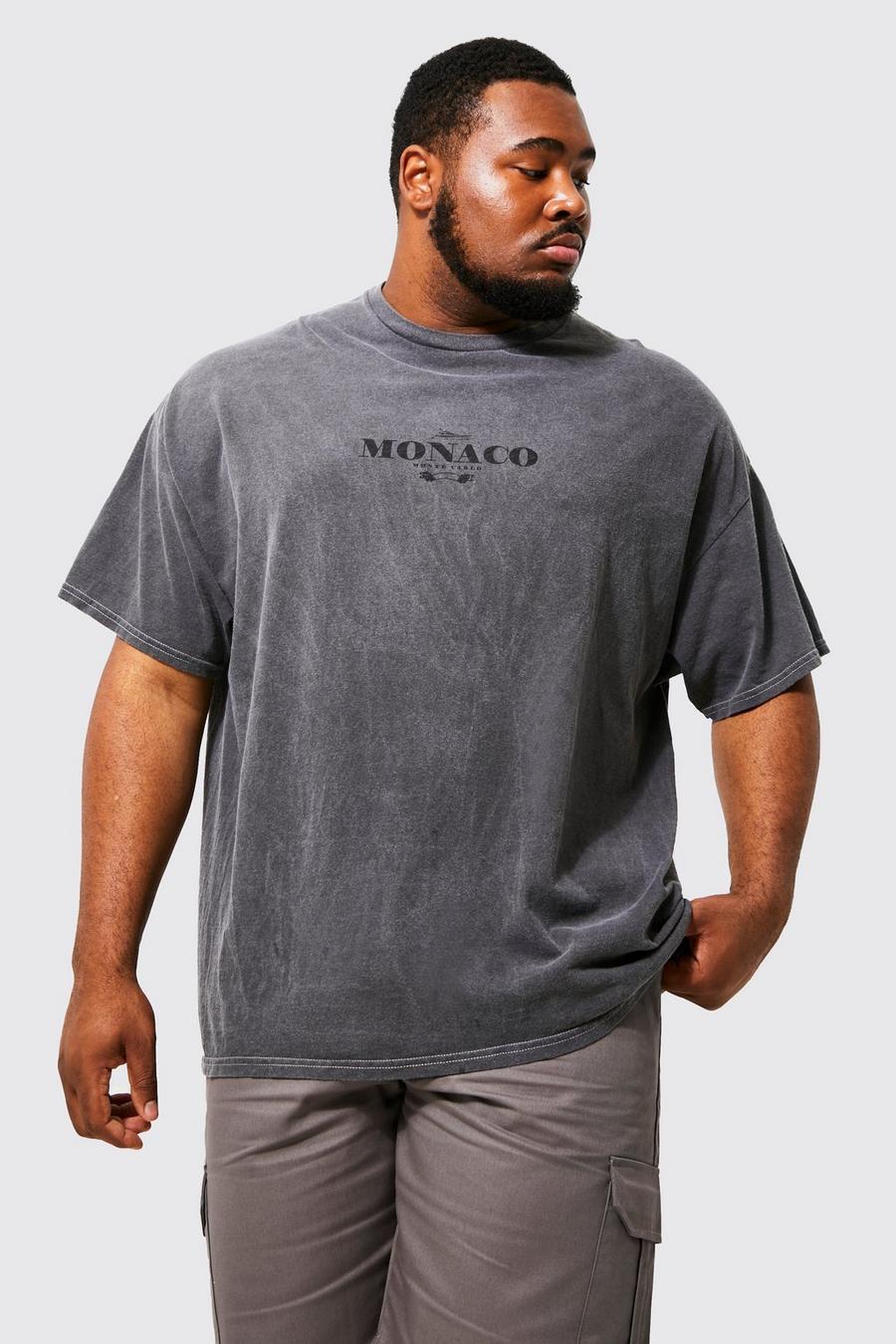 Grande taille - T-shirt surteint à slogan Monte Carlo, Charcoal image number 1