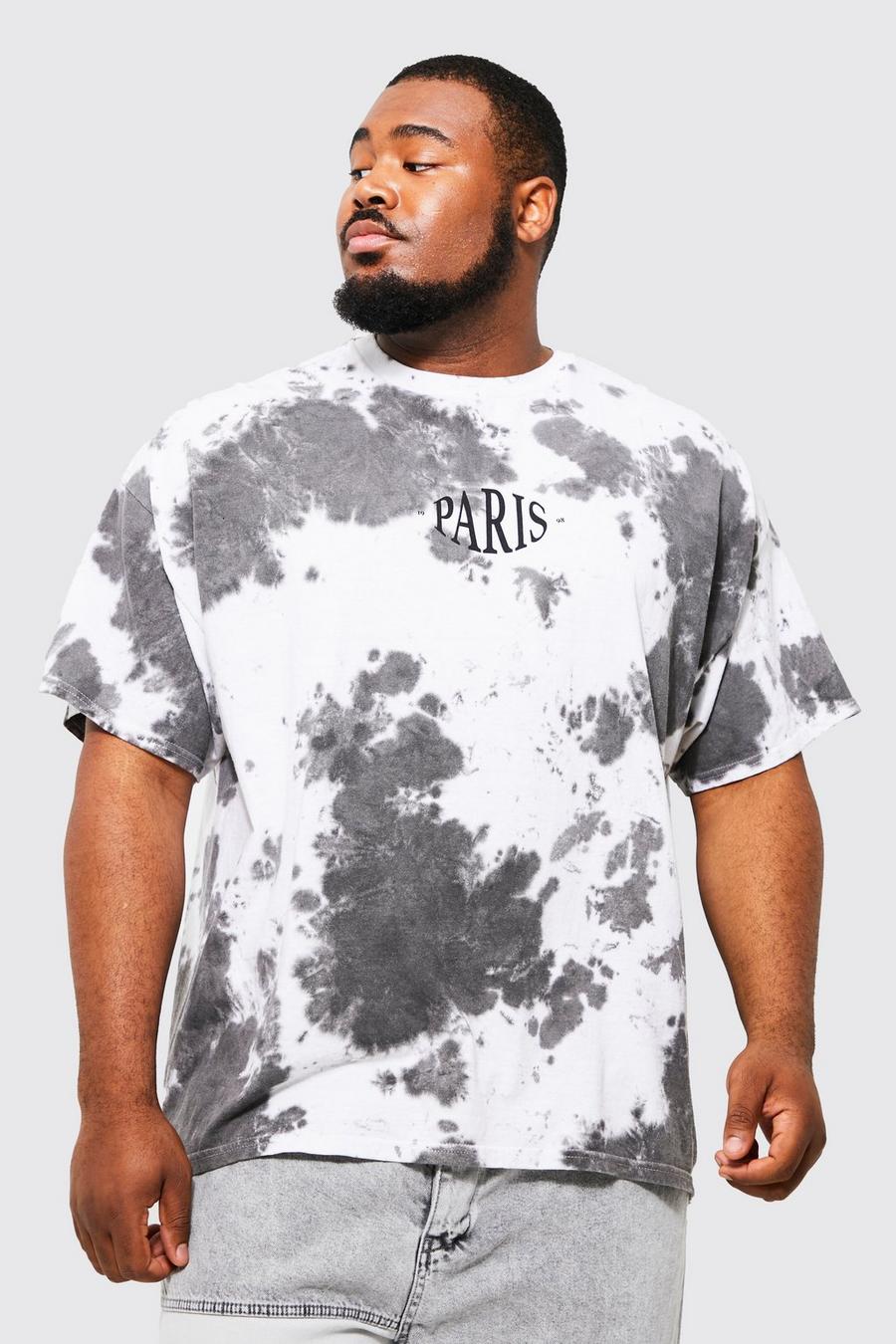 Plus Batik T-Shirt mit Paris City Print , White