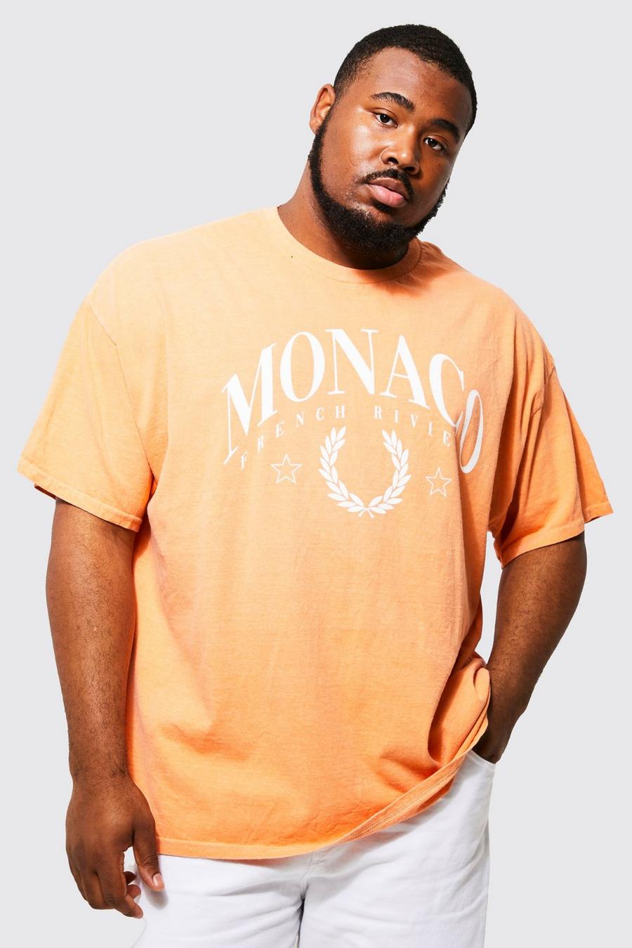 Plus T-Shirt mit Monaco-Print, Orange image number 1