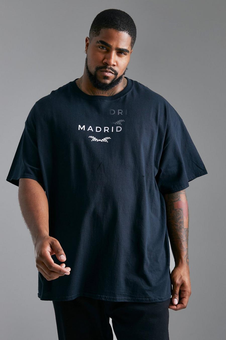 Camiseta Plus con estampado de Madrid City, Black nero