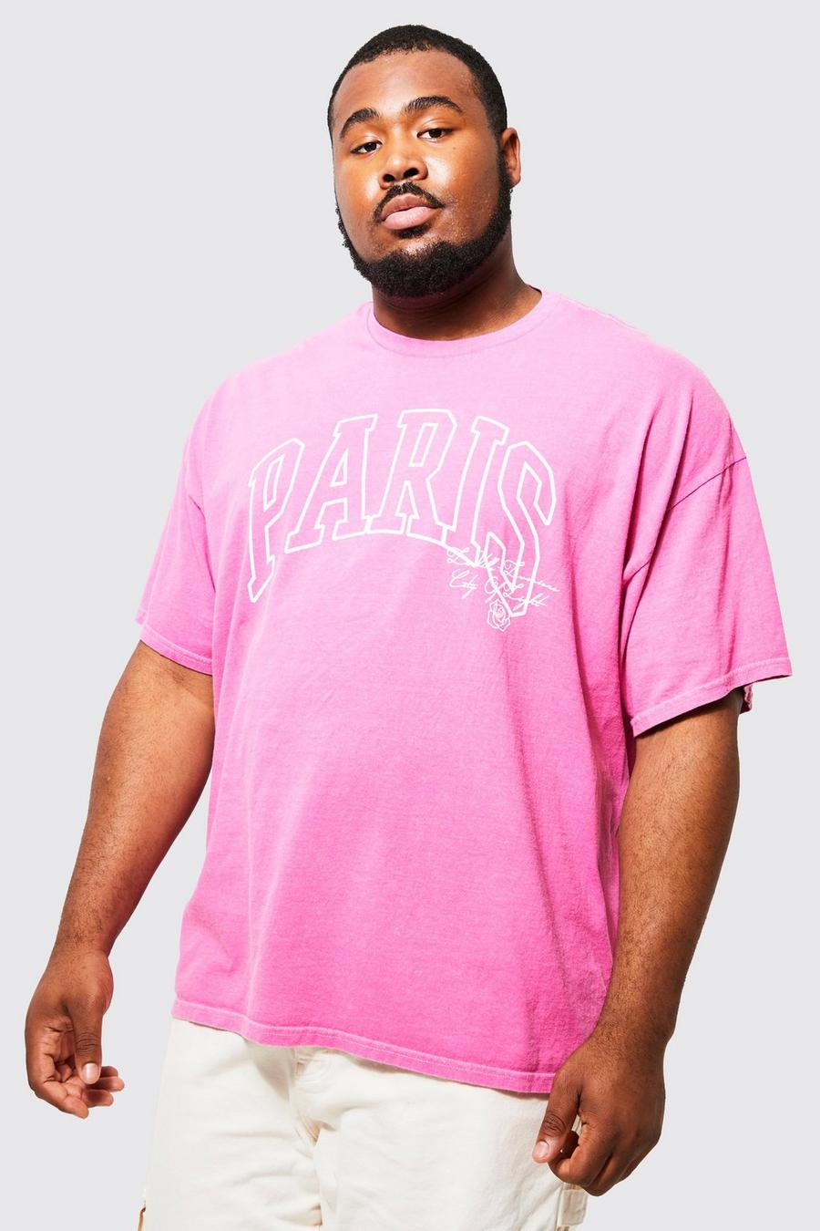 Grande taille - T-shirt surteint à imprimé Paris, Pink image number 1