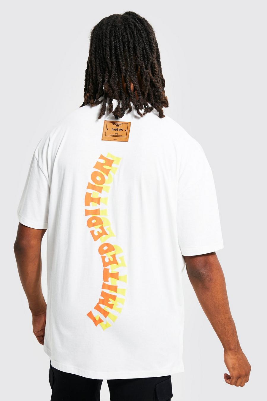 White Oversized Extended Neck Graphic T-shirt  image number 1