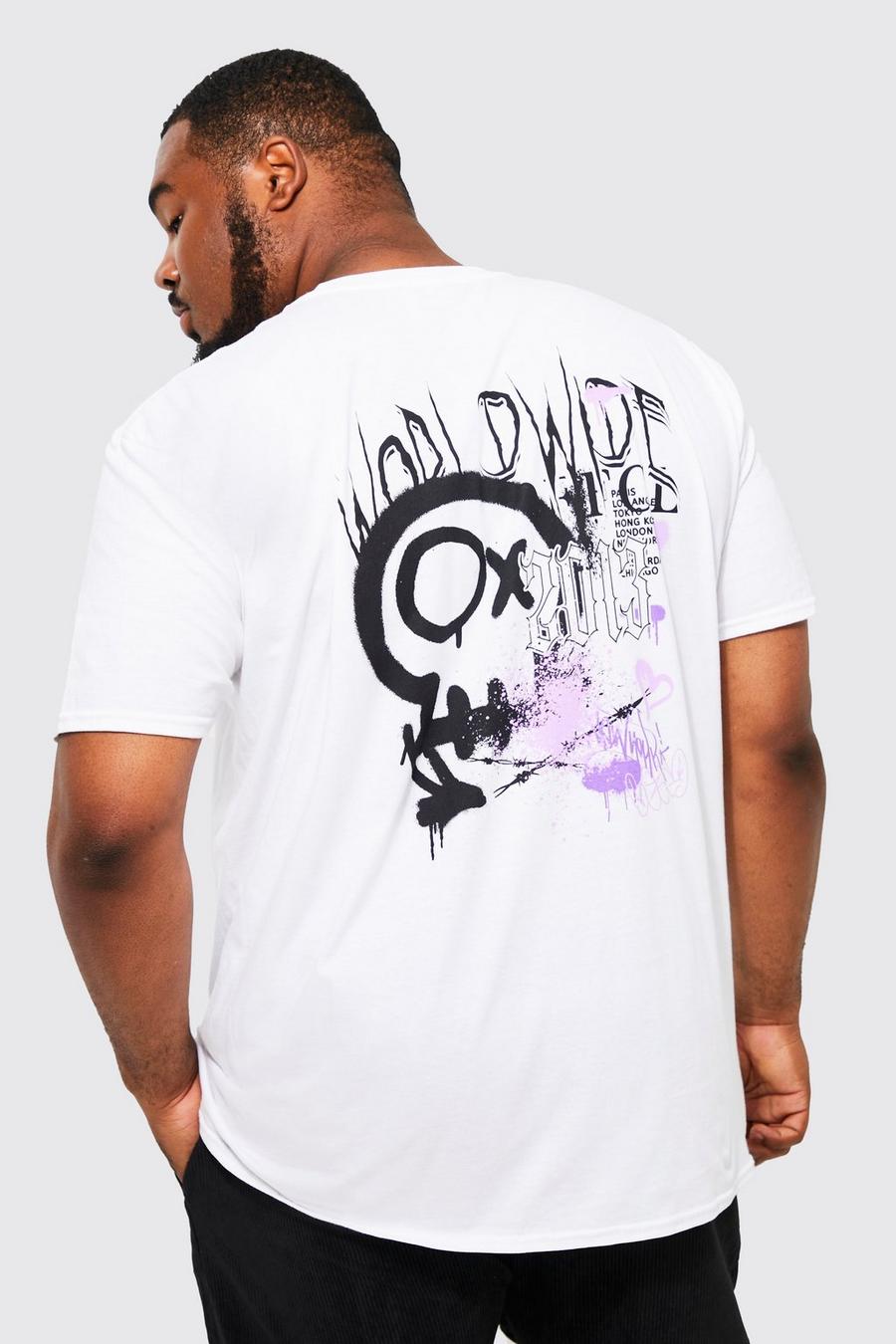 White vit Plus Graffiti Skull Print T-shirt