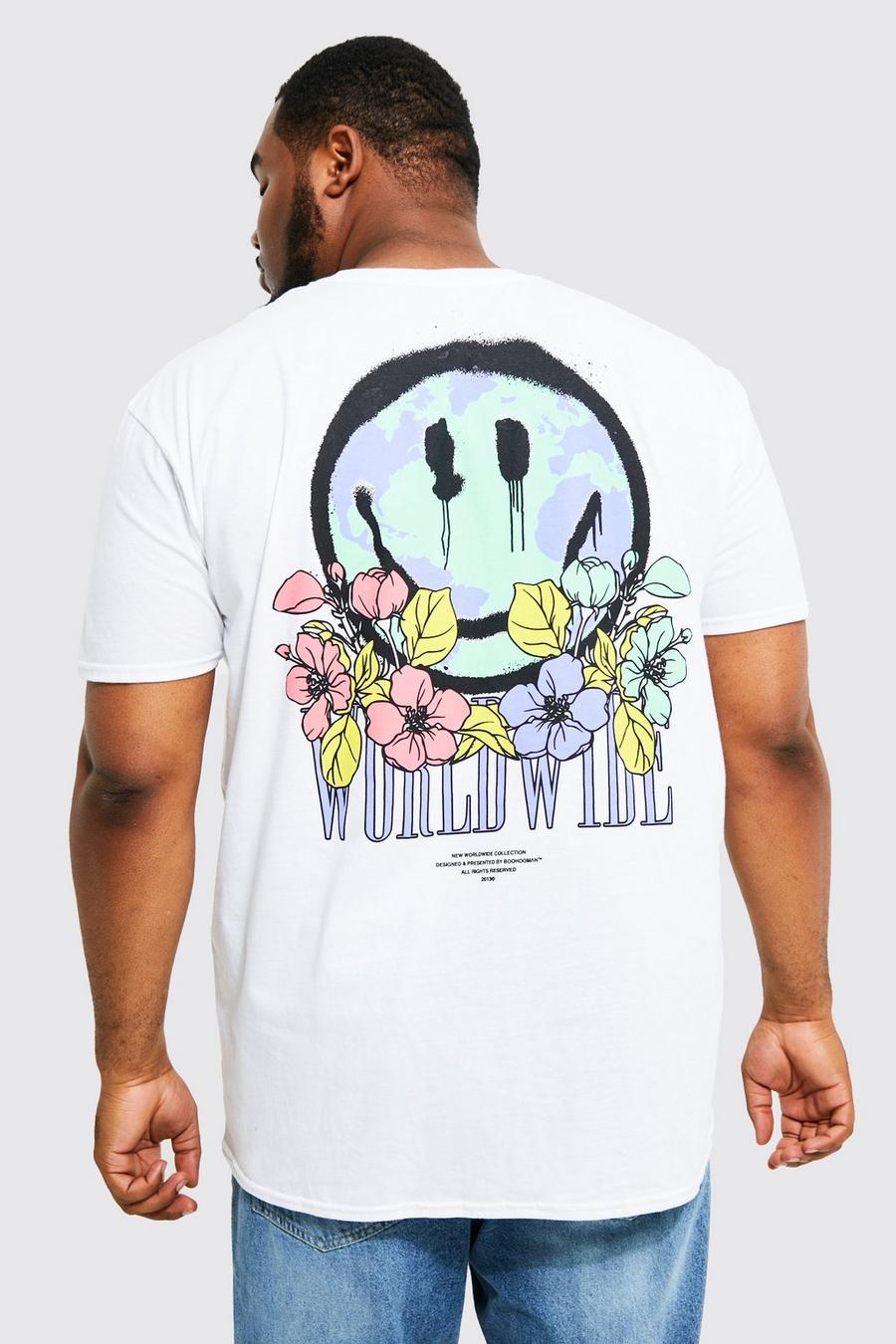 White Plus Tie Dye Infill Floral Back Print T-shirt image number 1