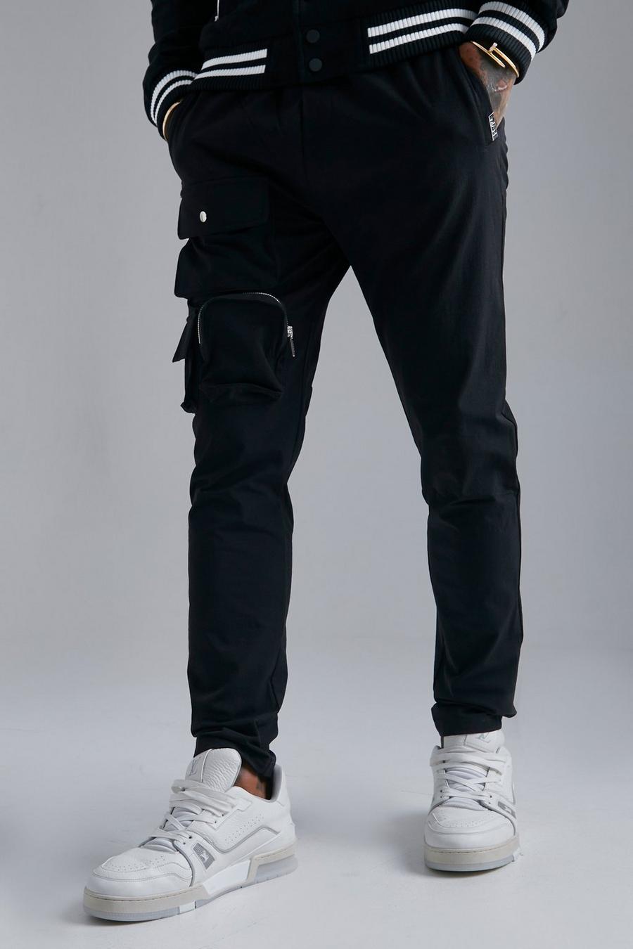 שחור מכנסיים בגזרת סקיני עם רוכסן image number 1