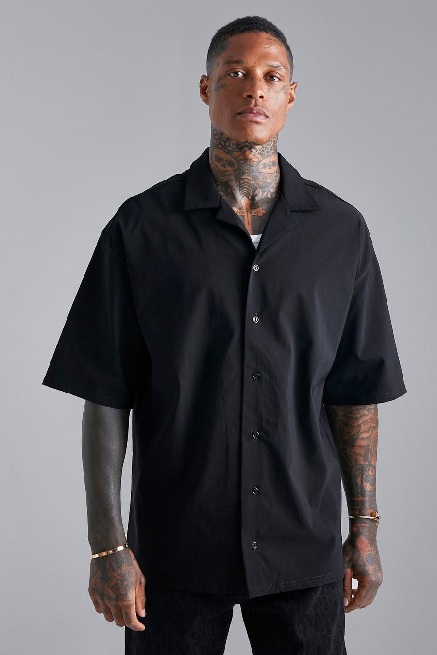 Black noir Oversized Boxy Textured Shirt