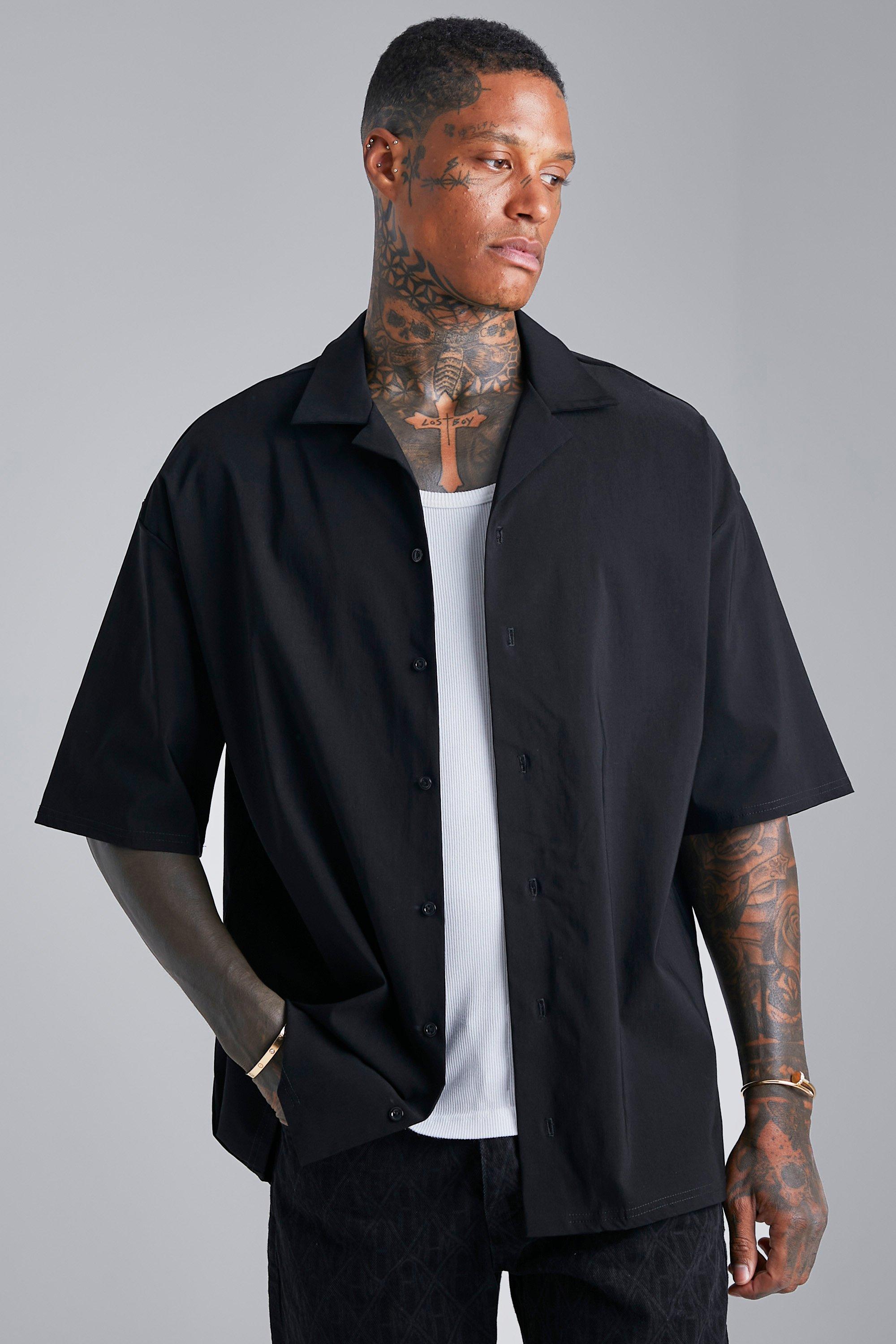 Black oversized dress shirt online