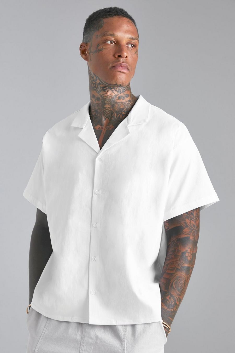 White Boxy Fit Lightweight Textured Shirt image number 1