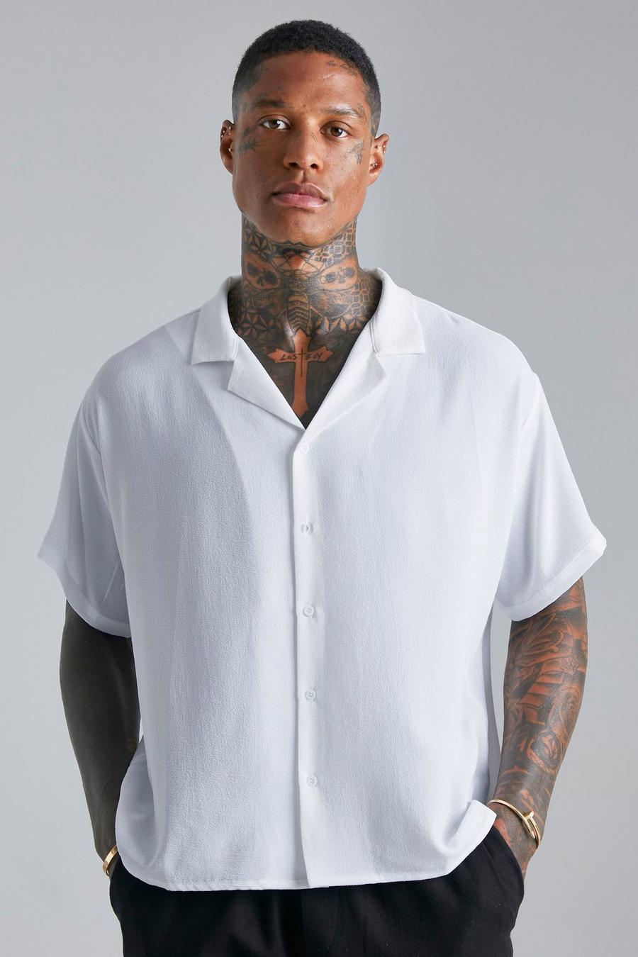 White Lightweight Boxy Fit Textured Shirt image number 1