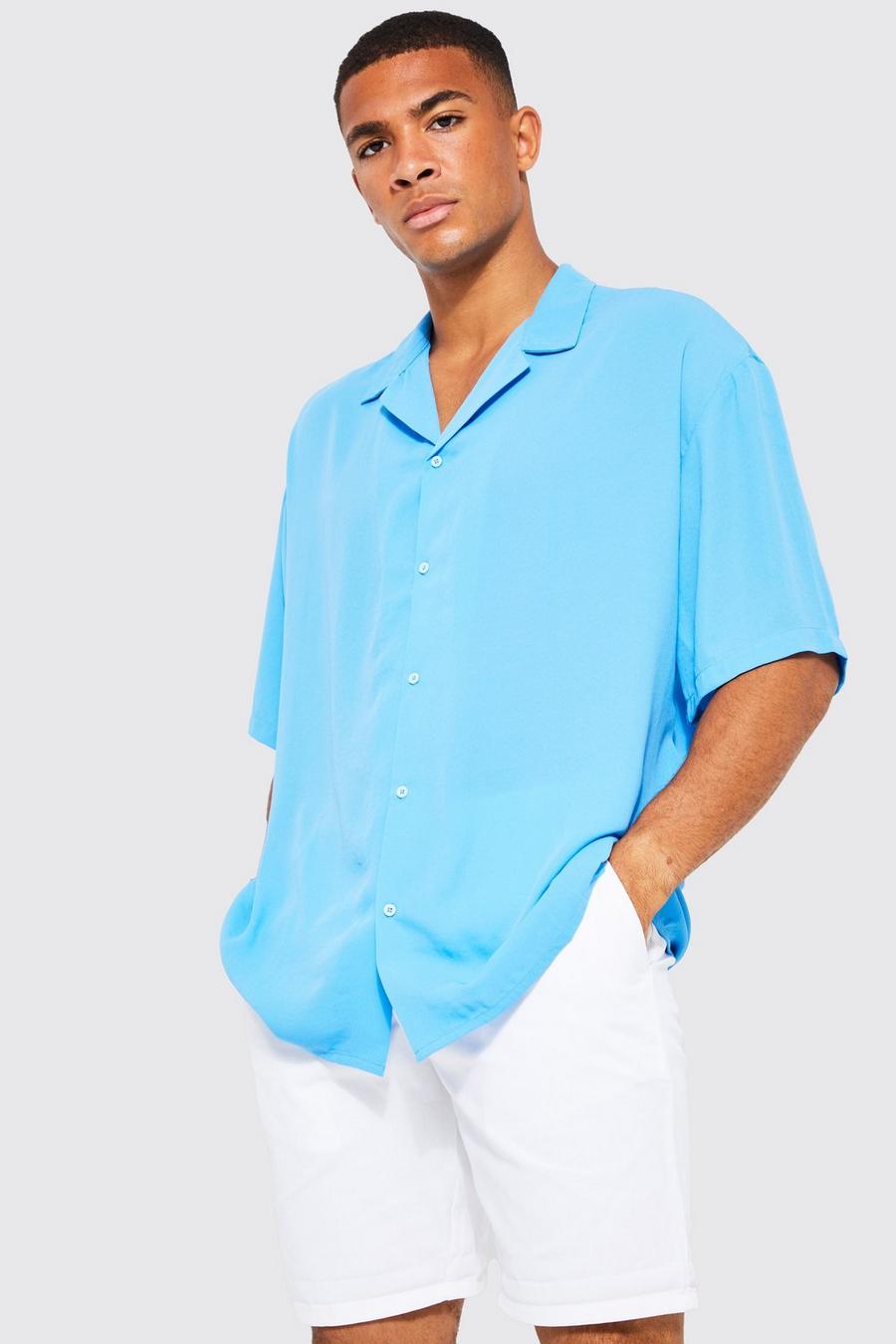 Blue blå Oversized Boxy Lightweight Shirt  image number 1