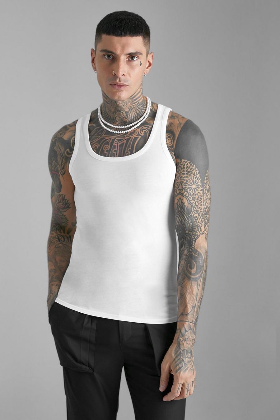 White Slim Fit Pique Vest image number 1