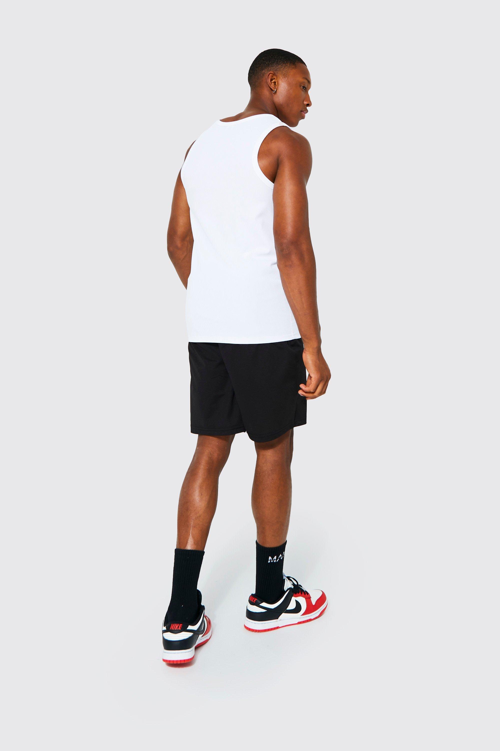 White Ribbed Jersey Muscle Fit Vest