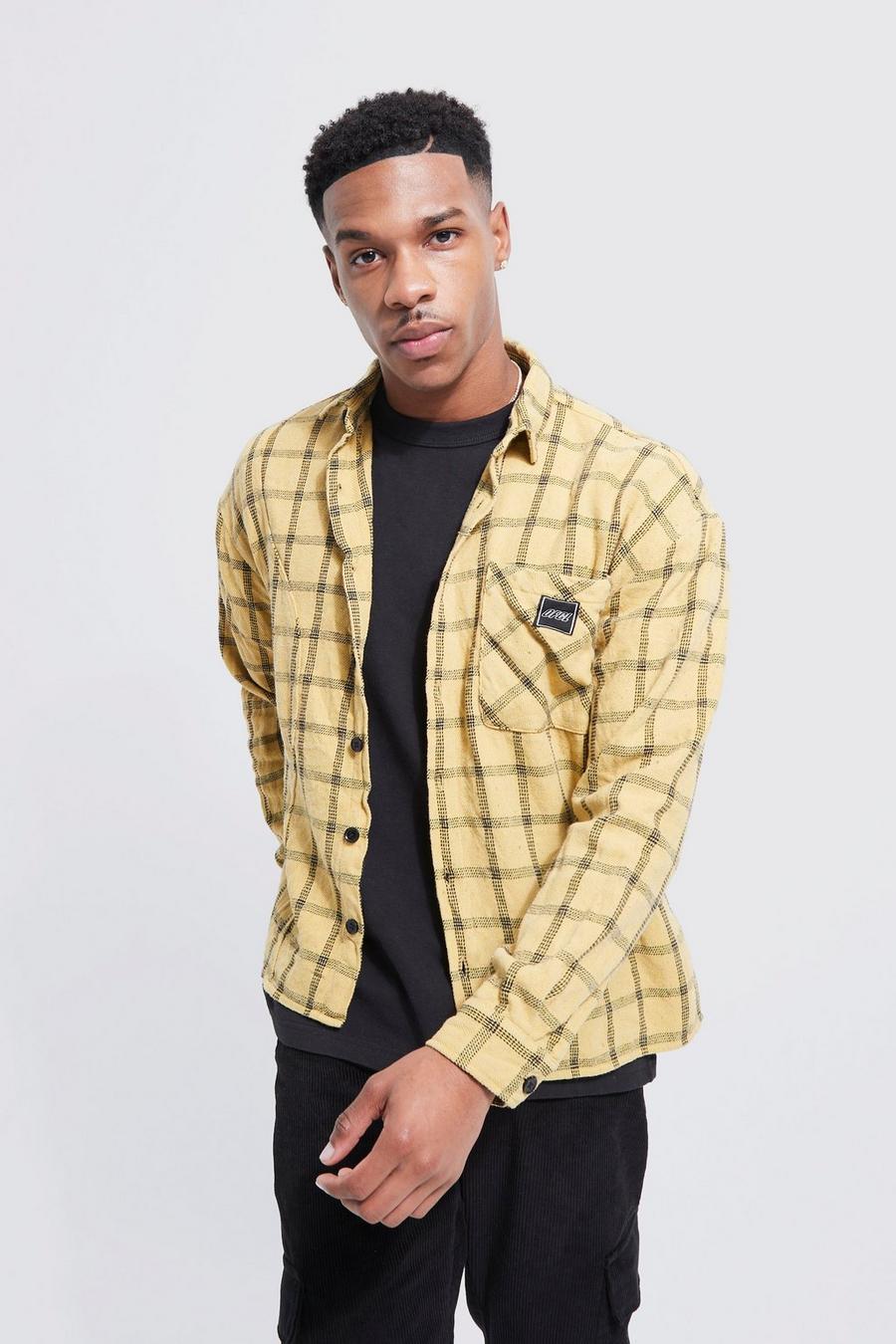 Yellow Boxy  Check Flannel Overshirt 