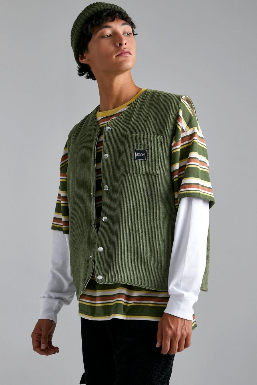 Khaki Cord Liner Vest image number 1