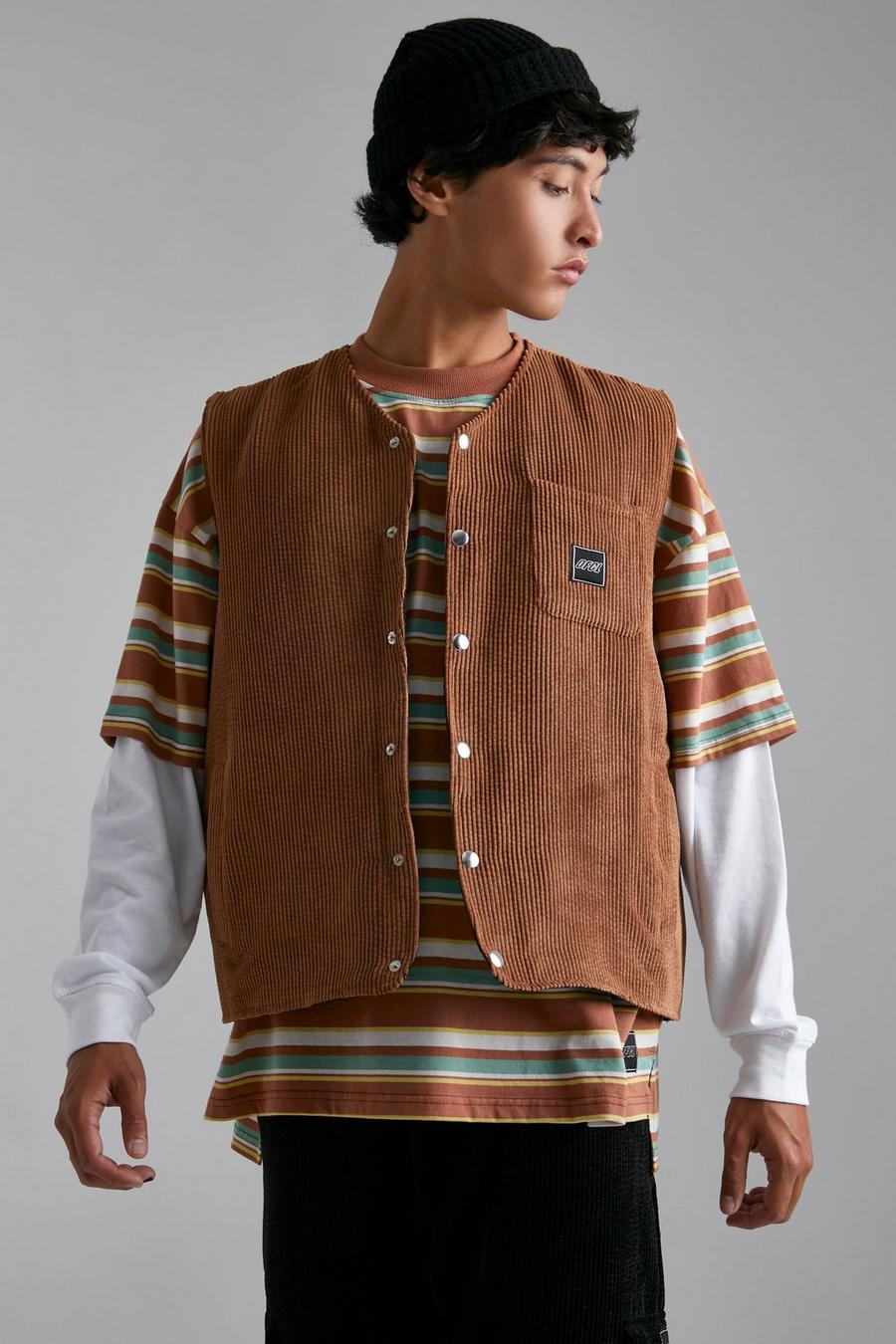 Tan brun Cord Liner Vest image number 1